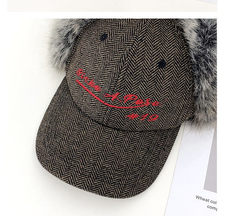 Winter Warm Letter Embroidery Faux Fur Baseball Cap 6W6HAT522