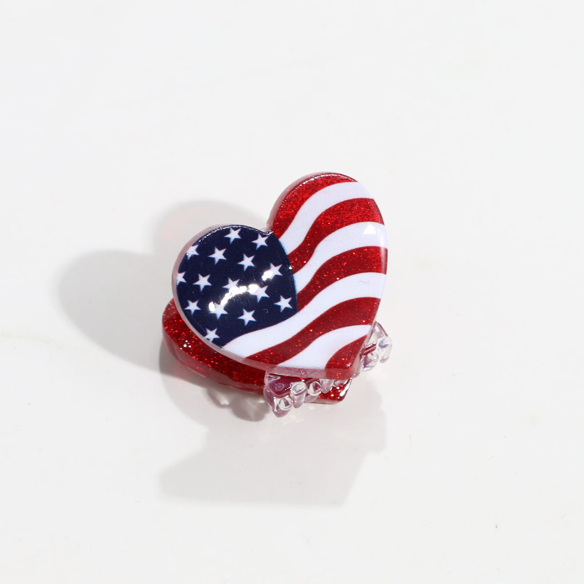 Stylish USA Flag Love Shape Nonslip Hair Clip 8AS6HCP58T