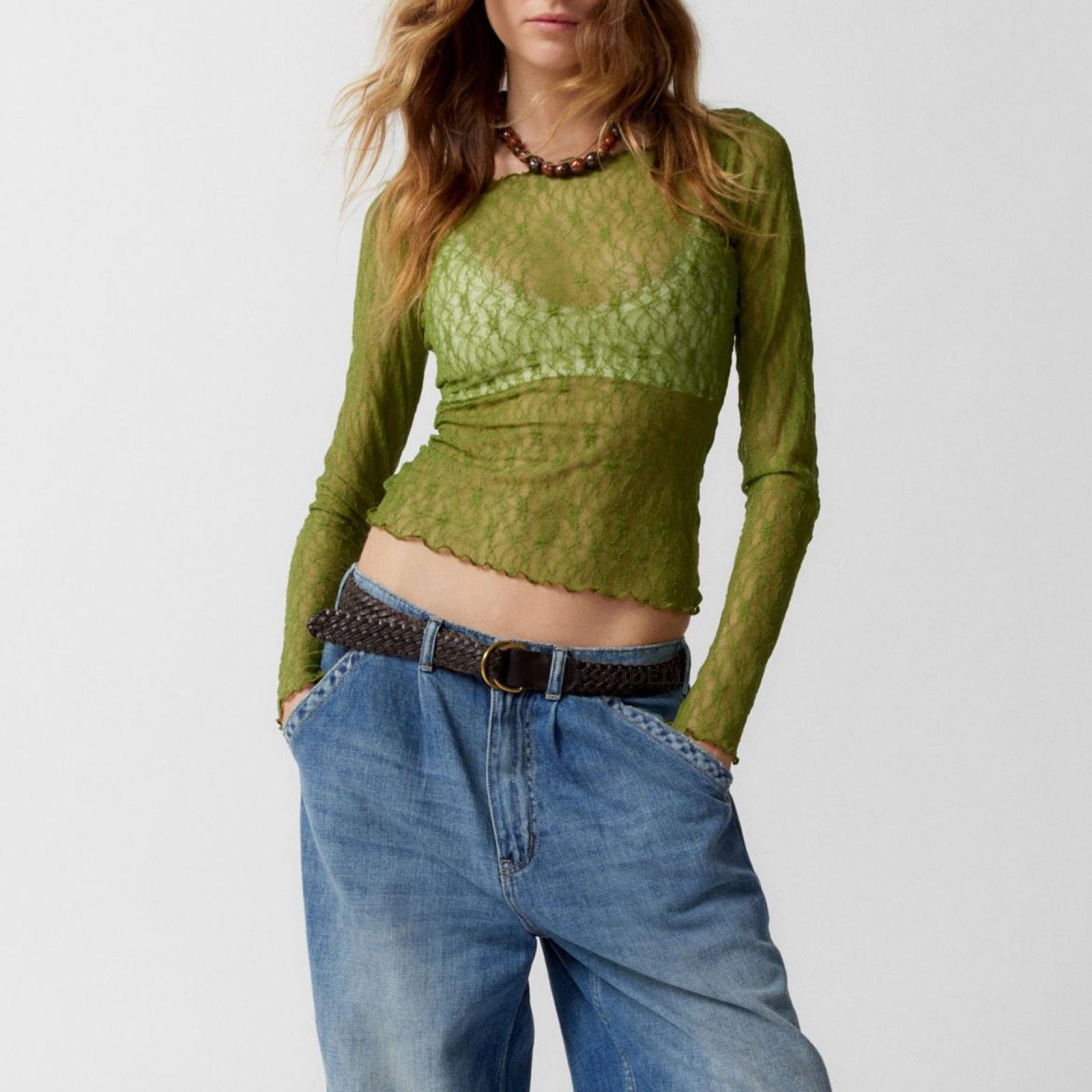 Sexy Floral Lace Cropped Top - DippedShop Wholesale - #7235