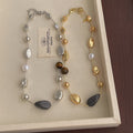 Stone Beaded Chain Necklace - DippedShop Wholesale - #6115