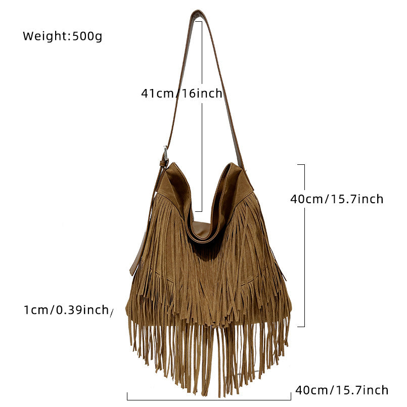 Trendy Fringe Large Capacity Hobo Shoulder Bag 6W10BBG2359