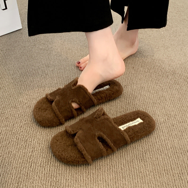 Plush Non-Slip Outdoor Slippers - DippedShop Wholesale - #9107