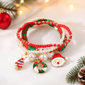 Christmas Santa Claus Charm Layered Beaded Bracelet 6W6JBR656