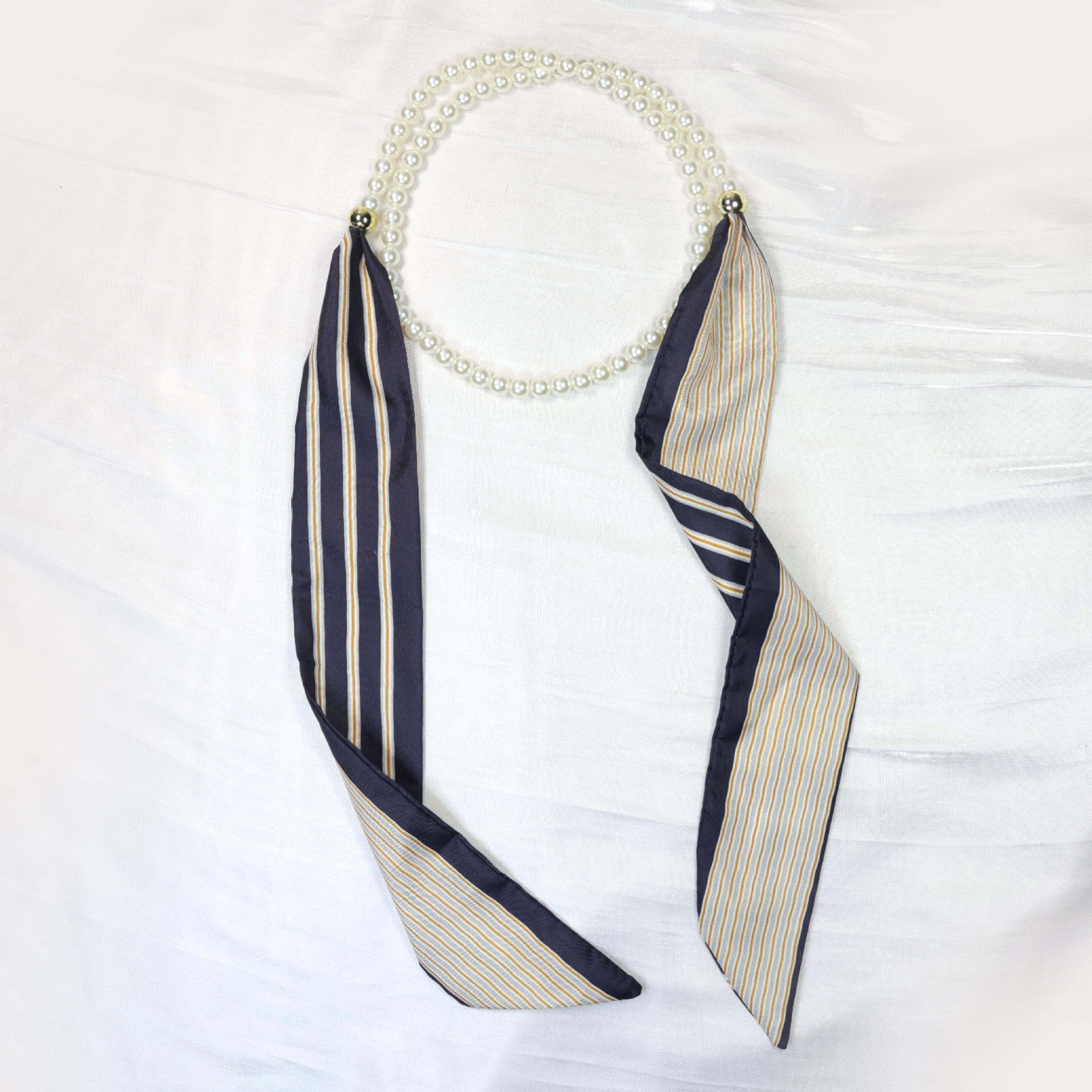 Elegant Floral Print Pearl Scarf Skinny Heanband MK2BW6W6HBD121