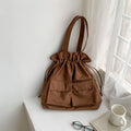 Simple Solid Color Nylon Drawstring Shoulder Bag 6S10BBG1448