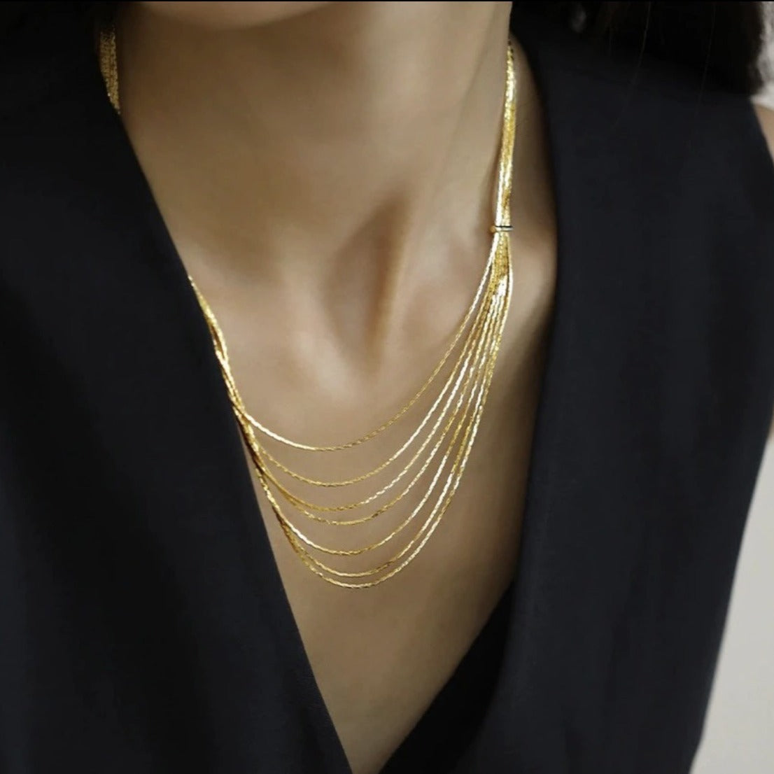Minimalist Layered Gold Necklace - DippedShop Wholesale - #3731