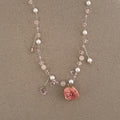 Vintage Pink Rose Flower Pearl Choker Necklace 6W6JNC385L