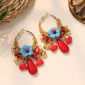 Bohemian Flower Bead Hoop Earrings - DippedShop Wholesale - #1971