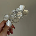 Exaggerated 3D Sliver Flower Hair Clip 8AS6HCP383L