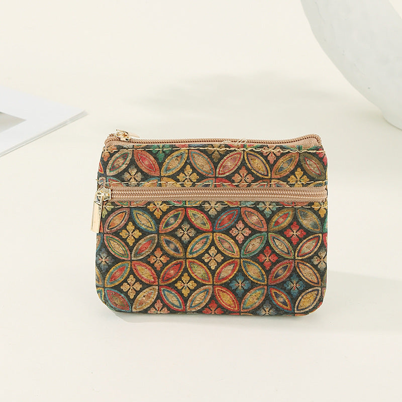 Retro Print Double-Layer Coin Purse Wallet DP25C715