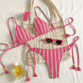Striped Triangle Bikini Set - DippedShop Wholesale - #6355