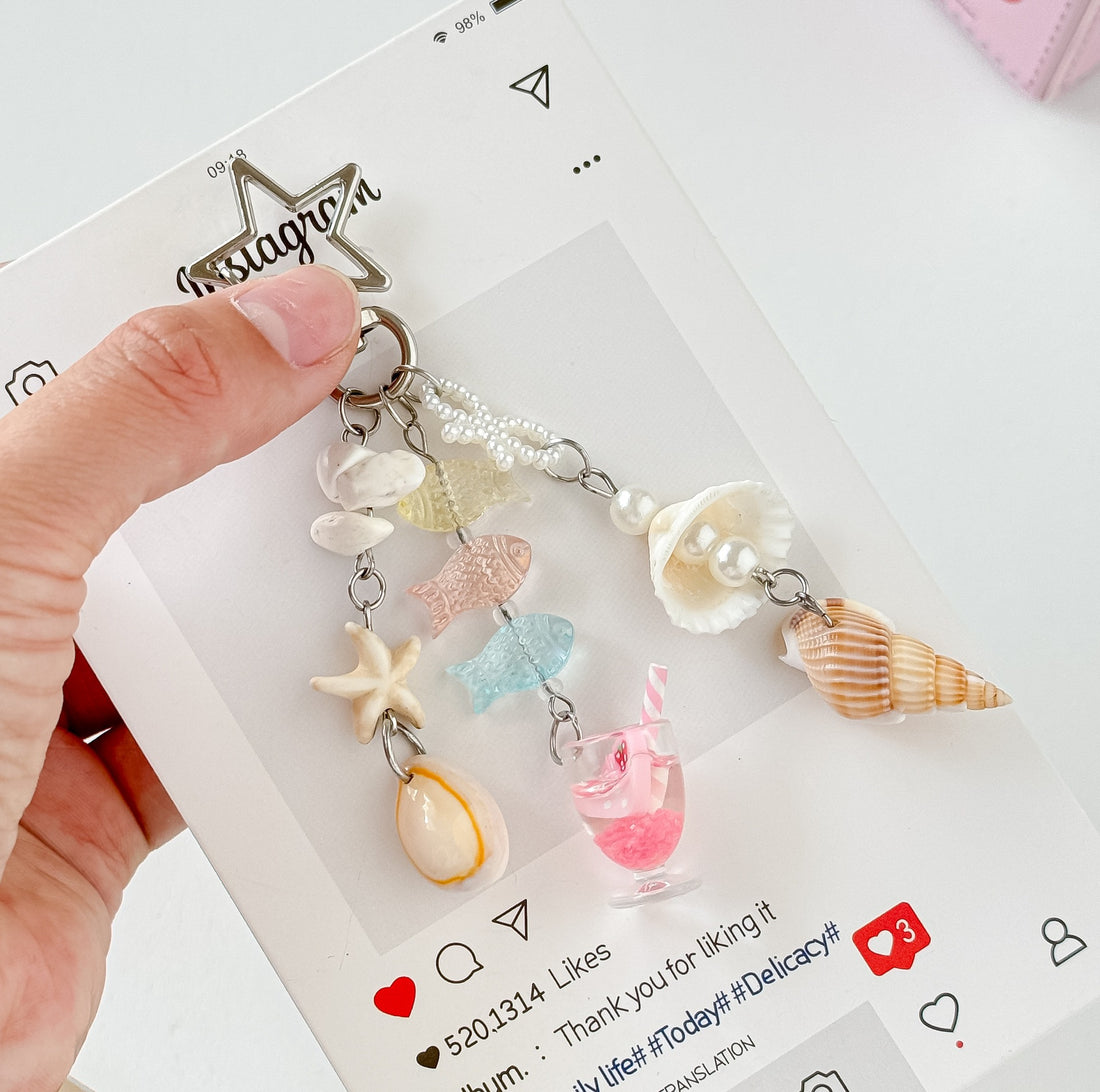 Cute Beaded Seashell Tassel Keychain Bag Charm DP25C914