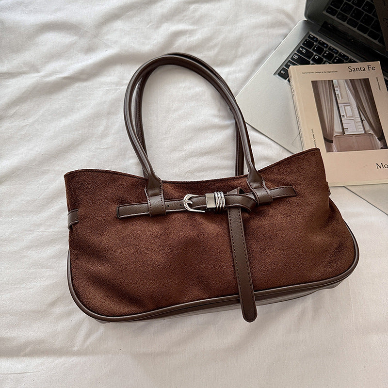 Retro Belted Leather Trim Large Capacity Tote Bag 6W10BBG2430