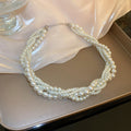 Elegant Double Layer Rhinestones Pearl Pendant Necklace 6W6JNC924