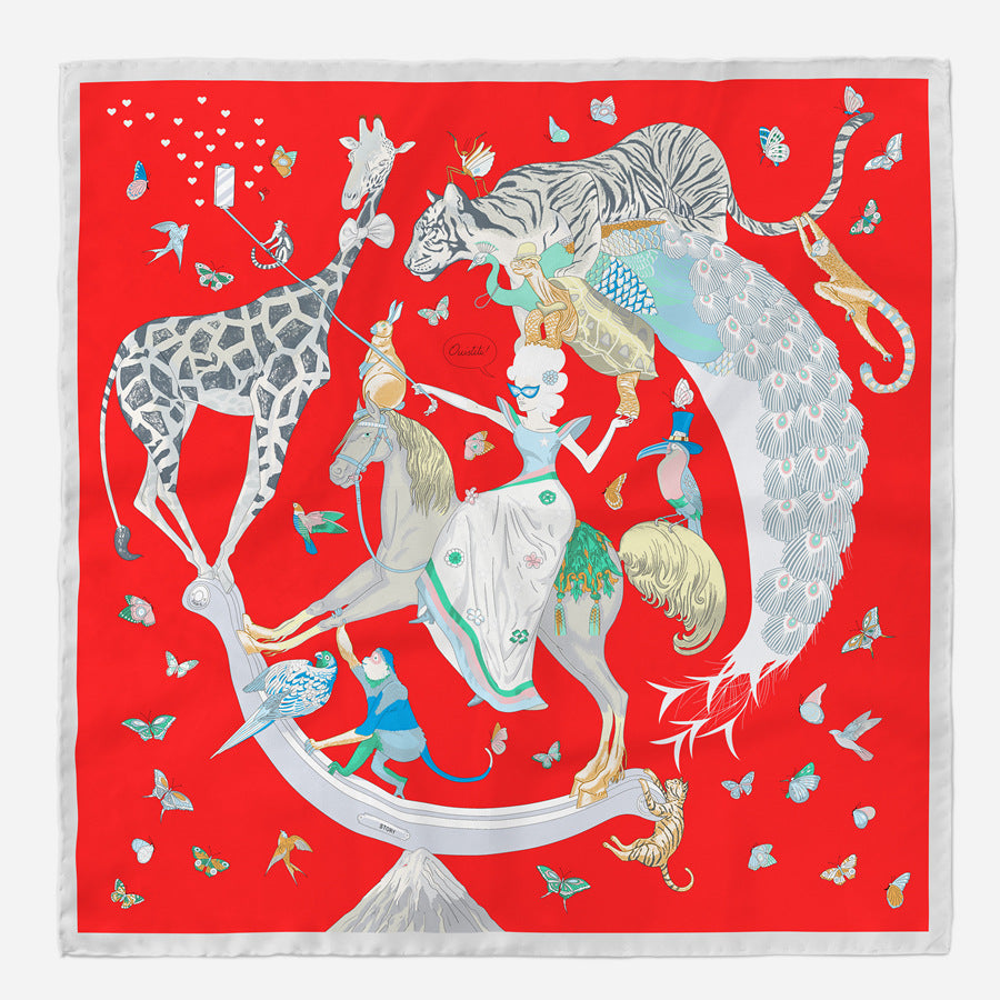 Colorful Animal Print Square Silk Scarf DP25F454