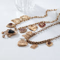 Vintage Gold Plated Heart Tassel Pendant Necklace 6W6JNC627