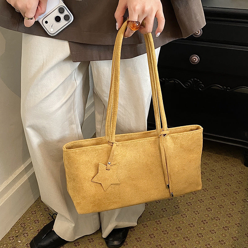 Simple Solid Color Suede Shoulder Bag 6W10BBG1871