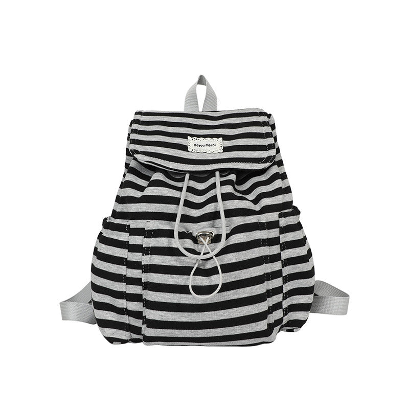 Minimalist Color Block Striped Flap Backpack 6S10BBG1430
