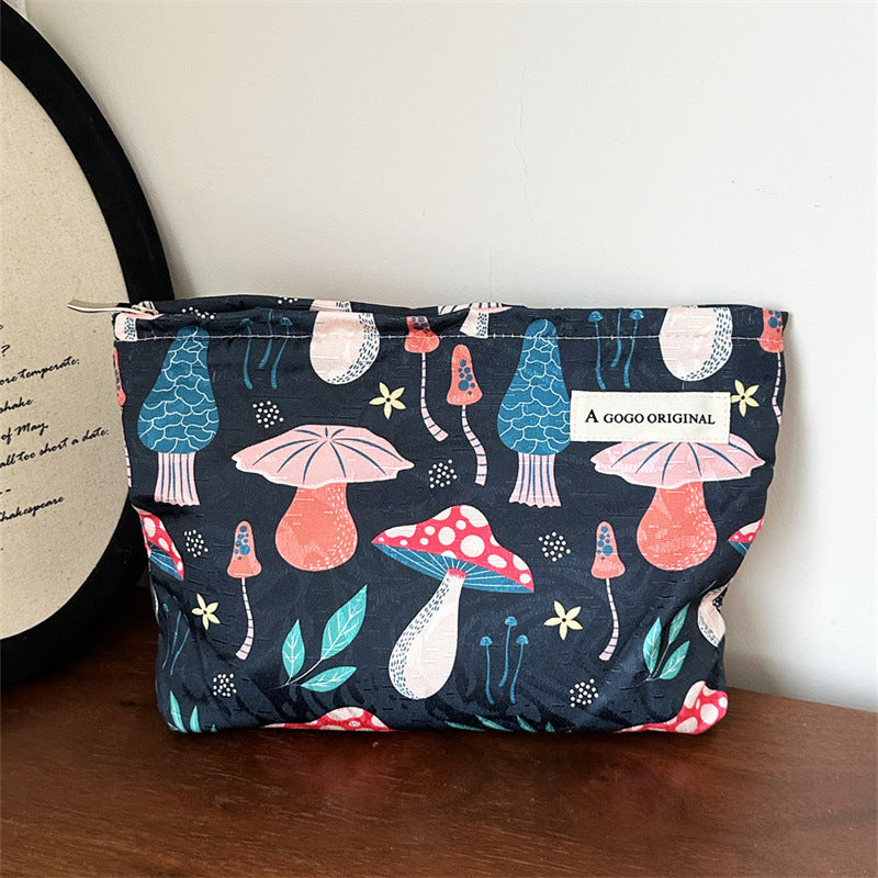 Vintage Mushroom Print Large Capacity Makeup Bag MK2BW6S10BOB66