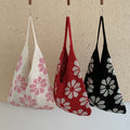 Fresh Color Block Flower Knitted Tote Hnadbag 6W10BBG1789