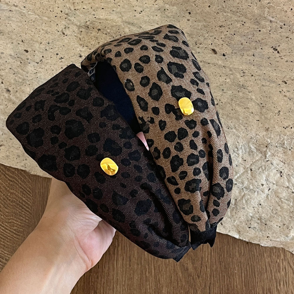 Vintage Leopard Print Soft Wide Headband 6W6HBD378