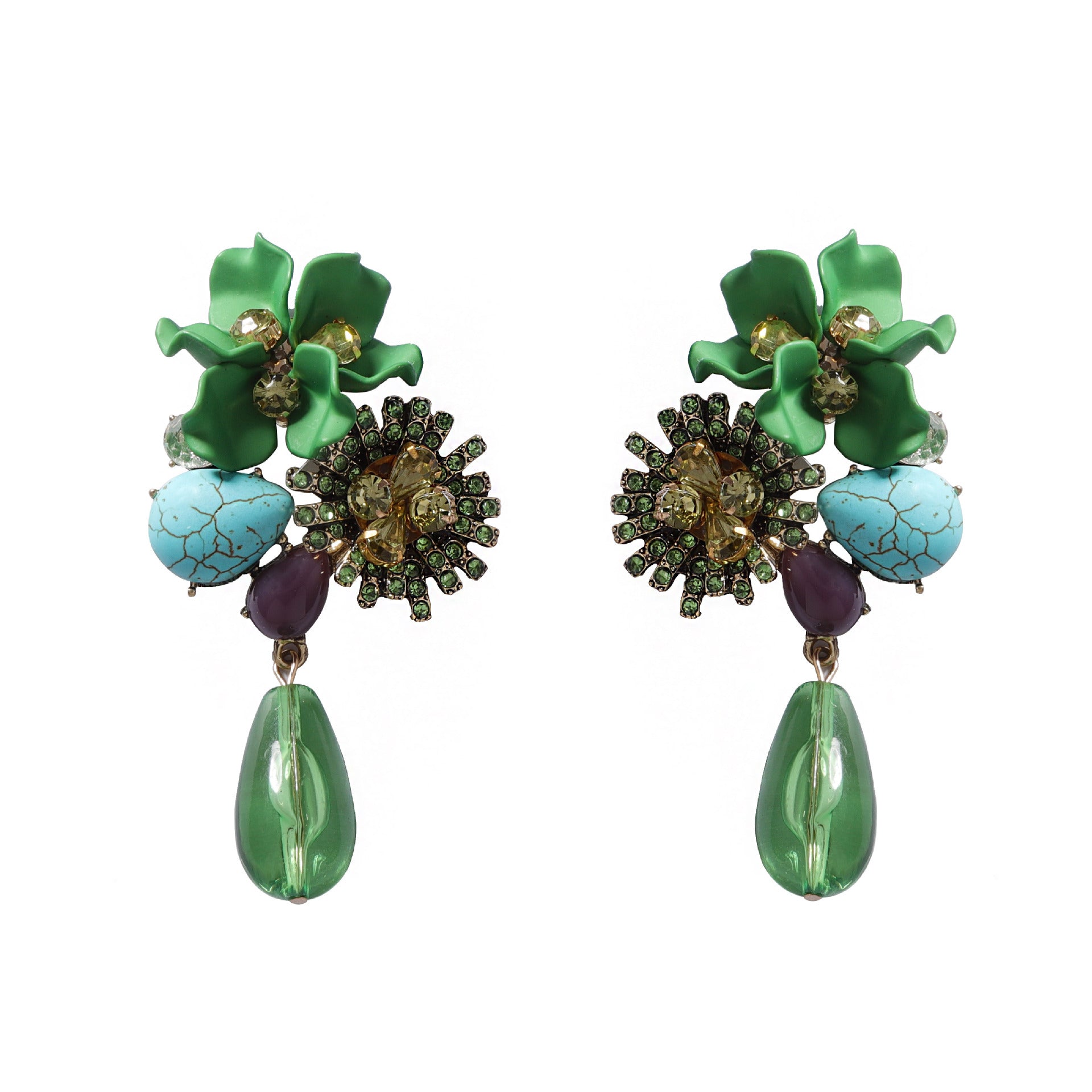 Resin Flower Teardrop Earrings - DippedShop Wholesale - #2867
