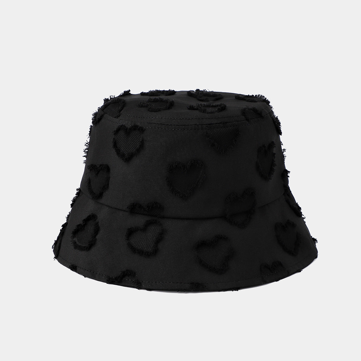 Fashion Distressed Frayed Heart  Versatile Bucket Hat 8BK6HAT182L