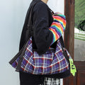 Retro Plaid Color Block Underarm Bag 6W10BBG1326