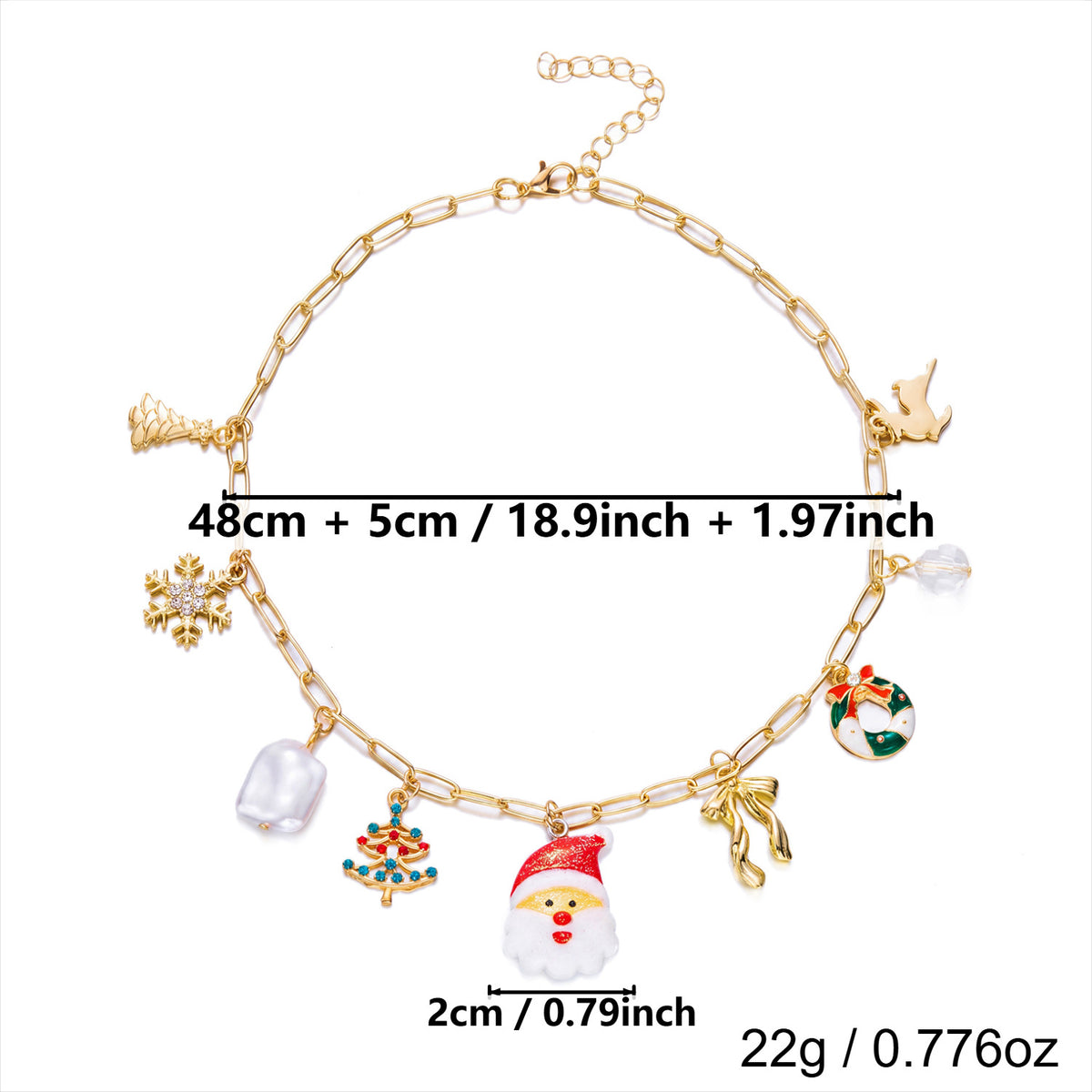 Christmas Santa Snowman Bell Charm Necklace 6W6JNC876