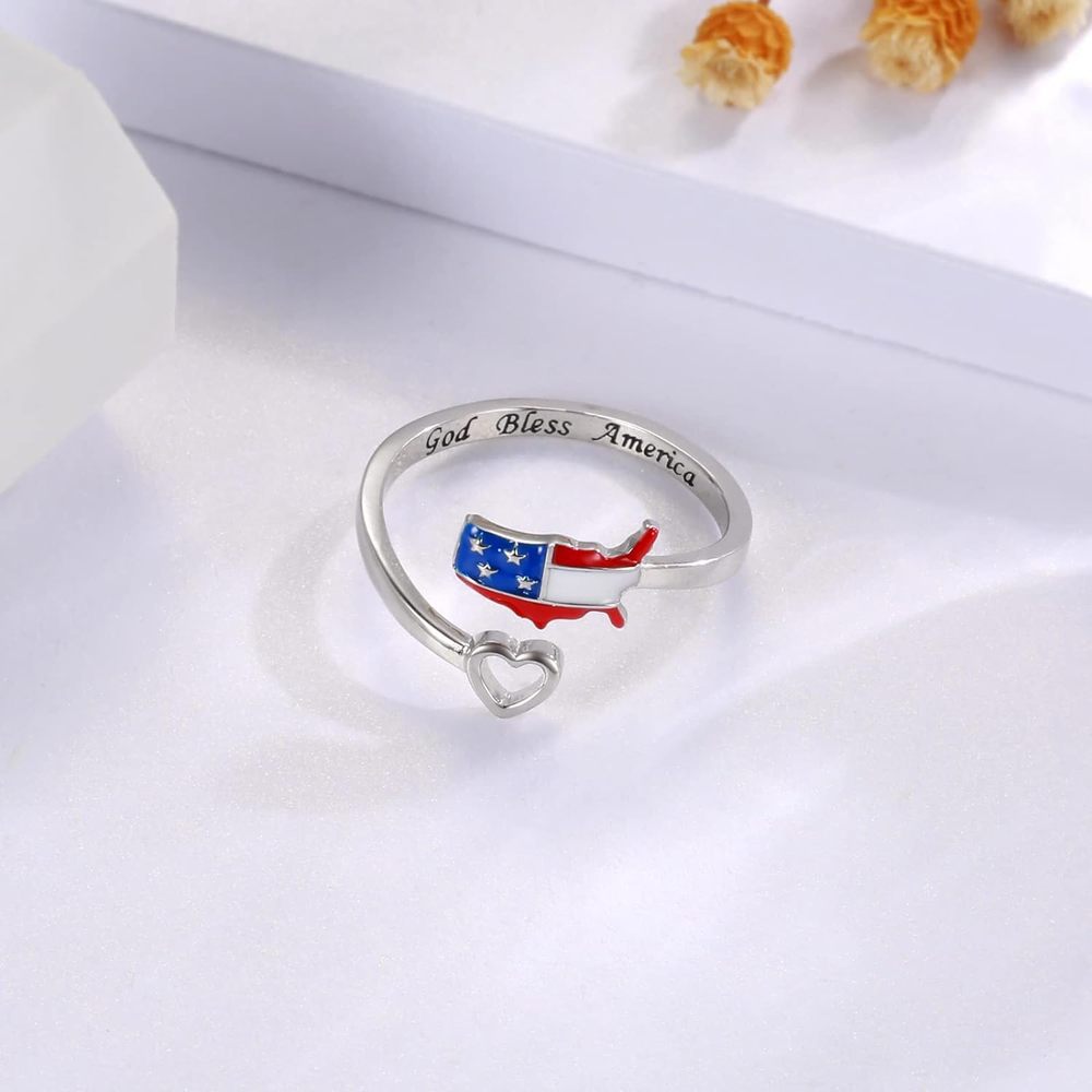Trendy USA Map Pattern Open Ring 8ZA6JRG203T