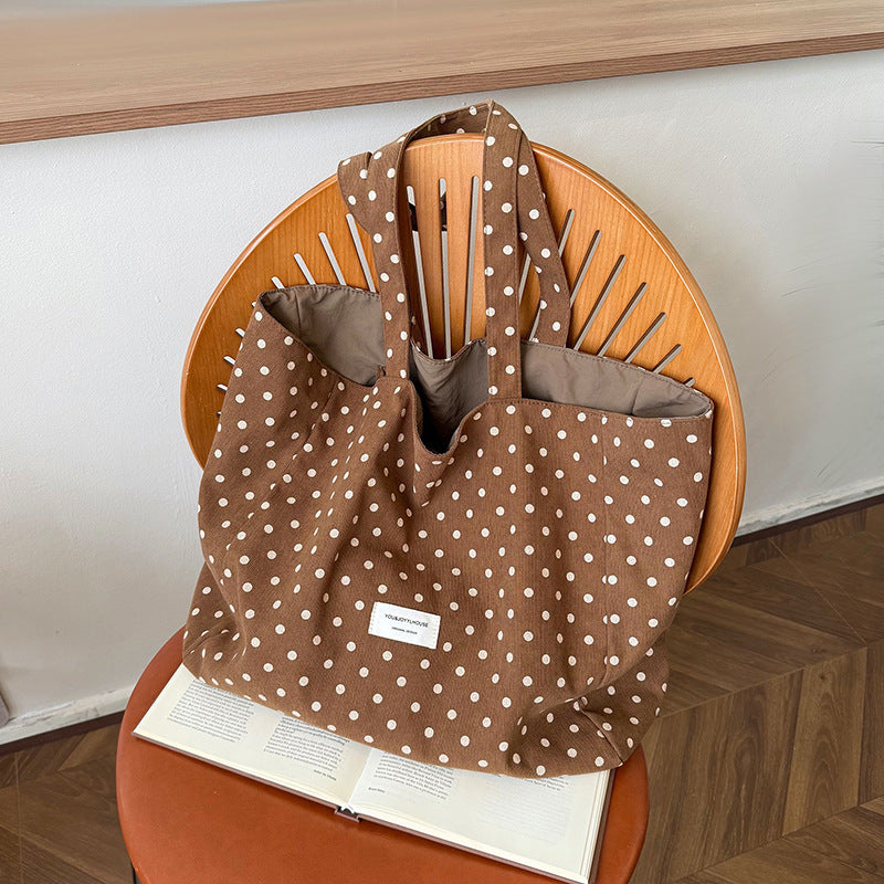 Simple Polka Dots Lightweight Canvas Tote Bag 6W10BBG2471