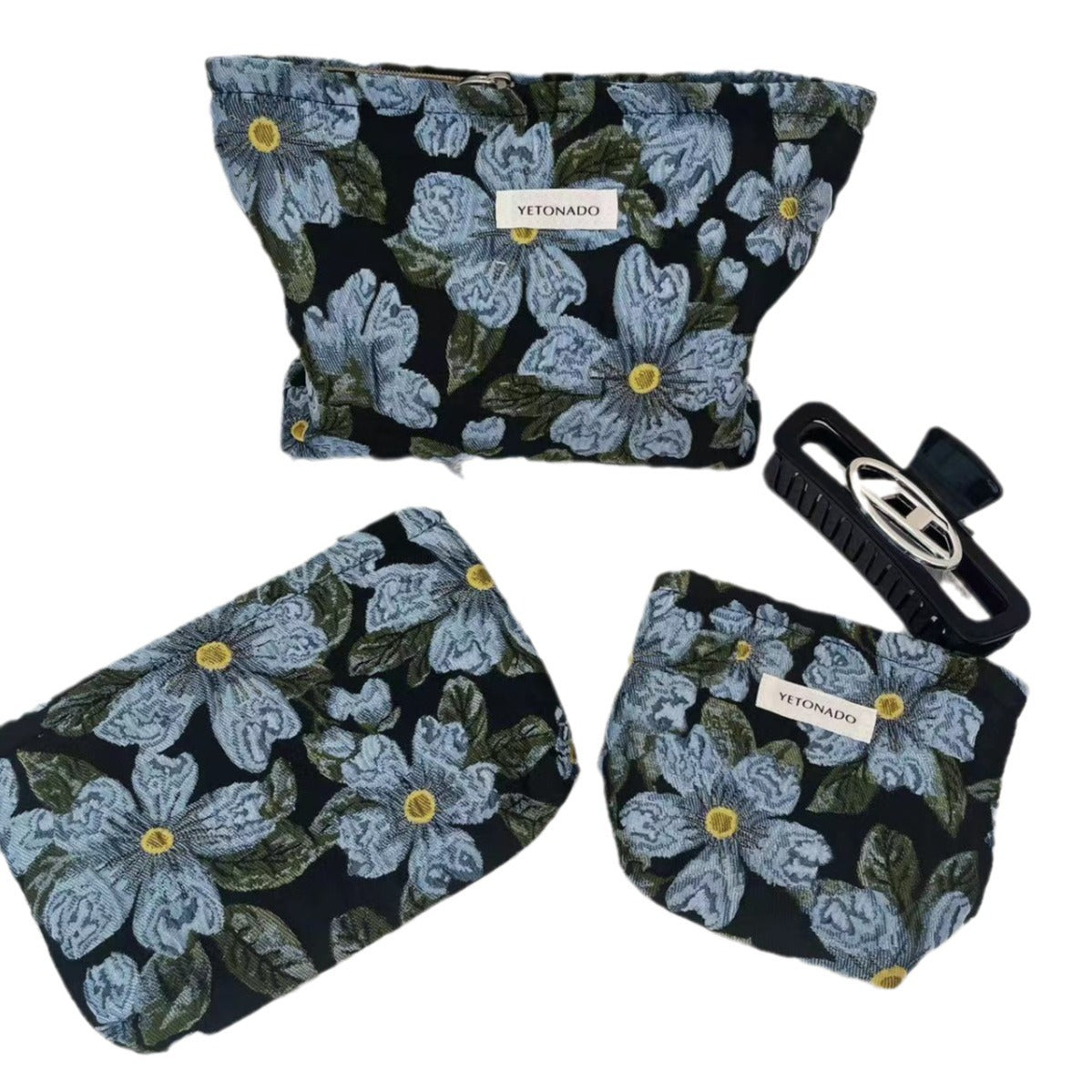 Flower Embossed Large Capacity Makeup Bag MK2BW6W10BOB406