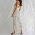 Solid Hollow Out Tassel Dress - DippedShop Wholesale - #2531