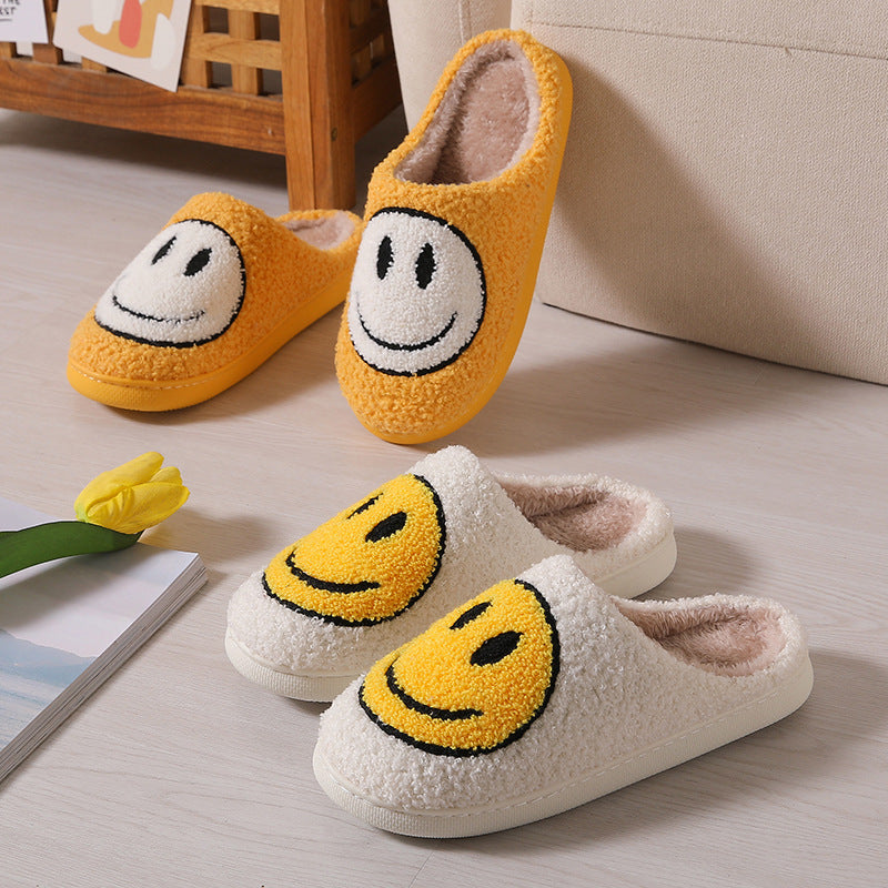Cute Cartoon Smile Fuzzy Plush Winter Slippers 6W8FSP240