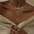 3-Pcs Multi-Layered Cross Pendant Snake Chain Necklace 6W6JNC401L