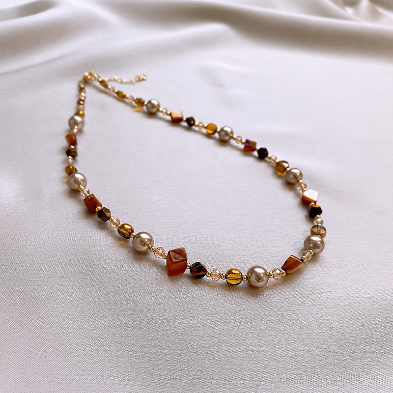 Vintage Gold Plated Tiger Eye’s Stones Necklace 6W6JNC959