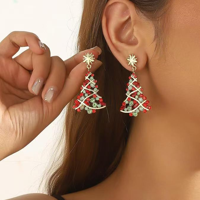 Christmas Tree Dangle Earrings - DippedShop Wholesale - #4211