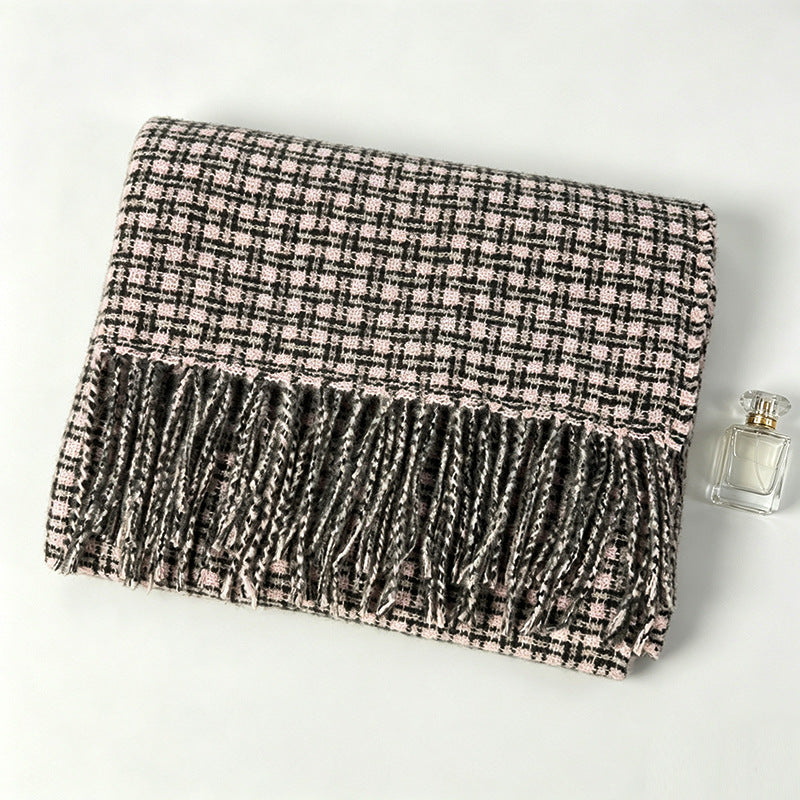 Plaid Fringe Scarf - DippedShop Wholesale - #2531