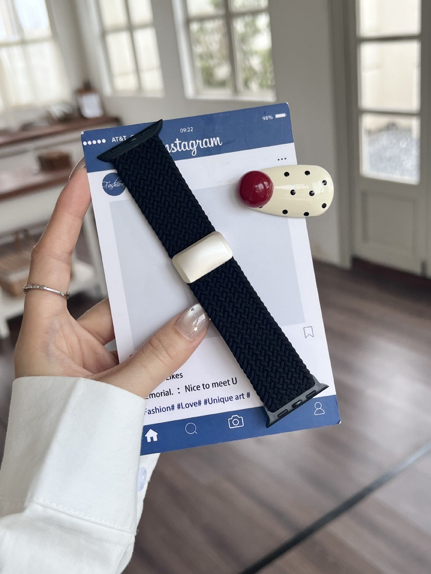 Solid Color Nylon Weave Magnetic Watch Band 6W6JWA138