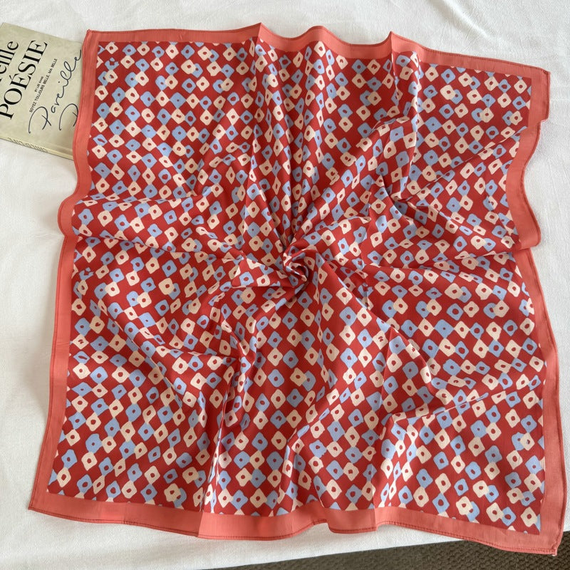 Vintage Striped Polka Dots Print Silk Scarf MK2BLW6W6NSI75
