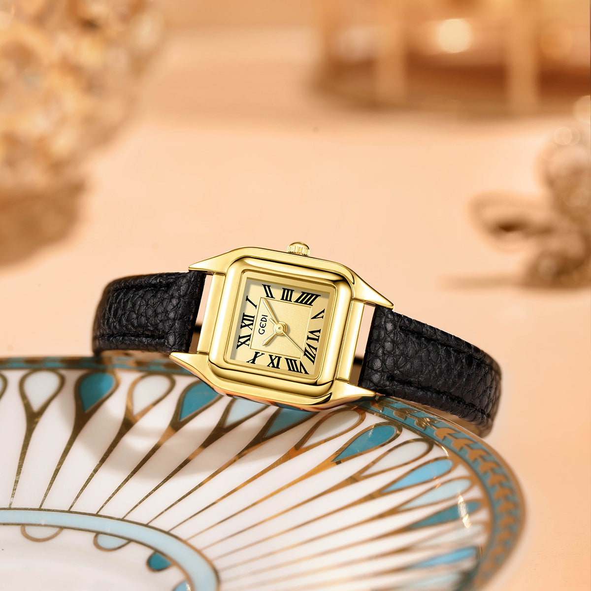 Classic Square Roman Numeral Leather Strap Watch MK2SSAS6W6JWA08