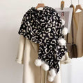 Leopard Print Pompom Scarf - DippedShop Wholesale - #6115