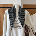 Striped Knit Triangle Scarf - DippedShop Wholesale - #8947