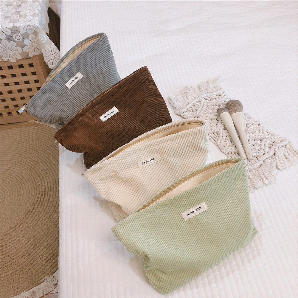 Versatile Solid Color Corduroy Cosmetic Bag DP25E643