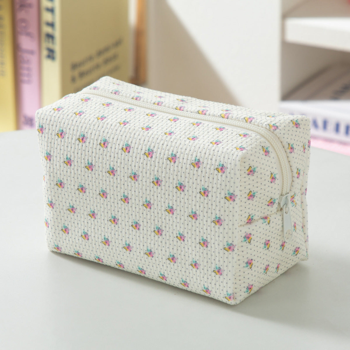 Chic Floral Print Corduroy Cosmetic Bag 6S5CO103