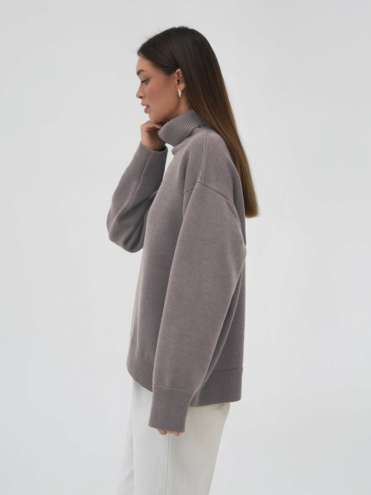 High Collar Loose Sweater - DippedShop Wholesale - #1635