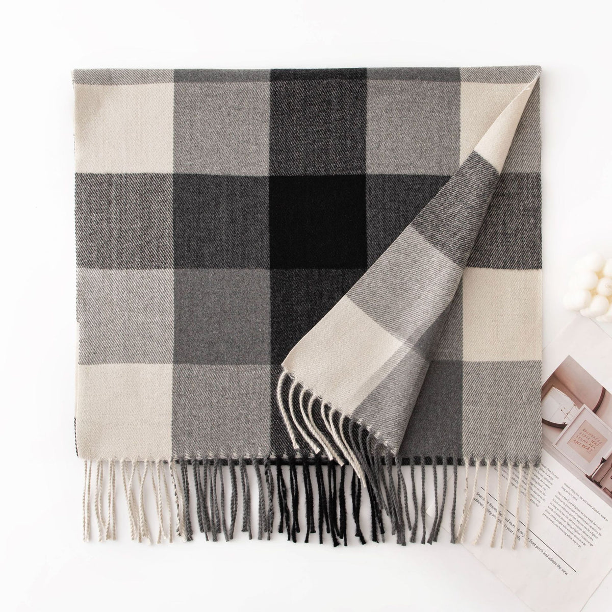 Vintage Plaid Wool Scarf - DippedShop Wholesale - #6659