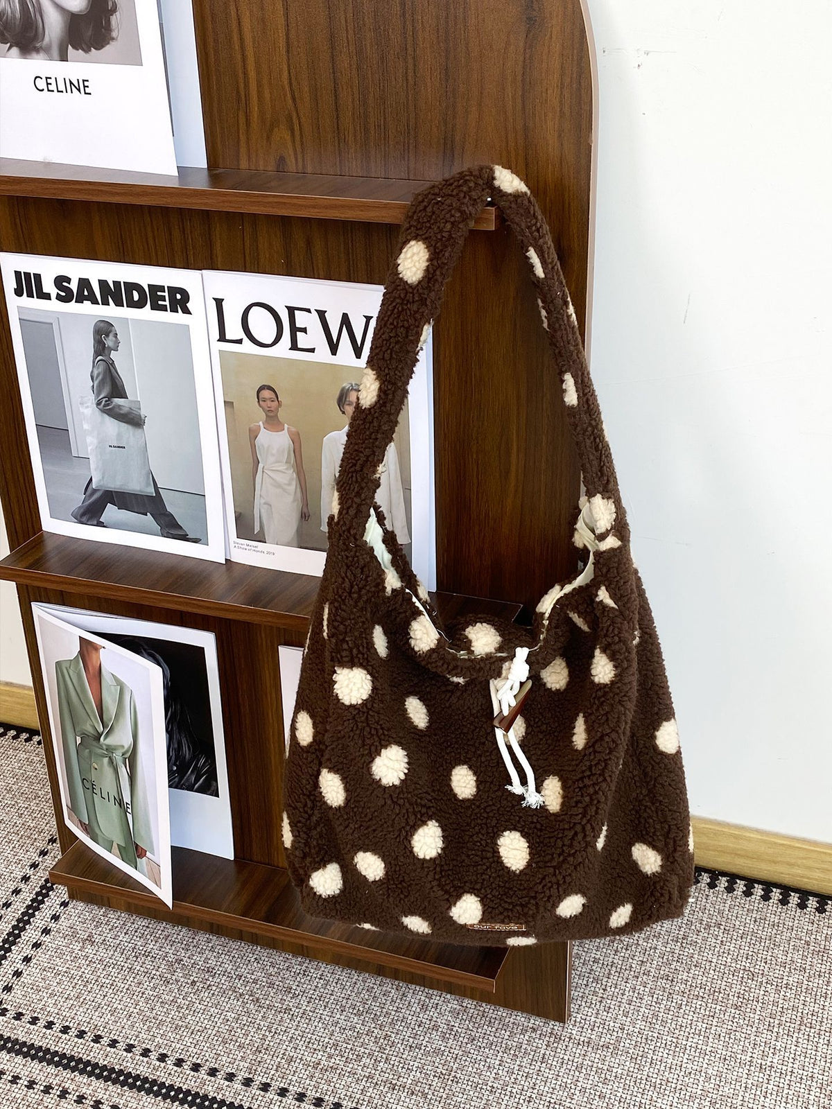 Plush Polka Dot Shoulder Bag - DippedShop Wholesale - #3379