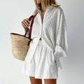 Jacquard Puff Sleeve Set - DippedShop Wholesale - #7907