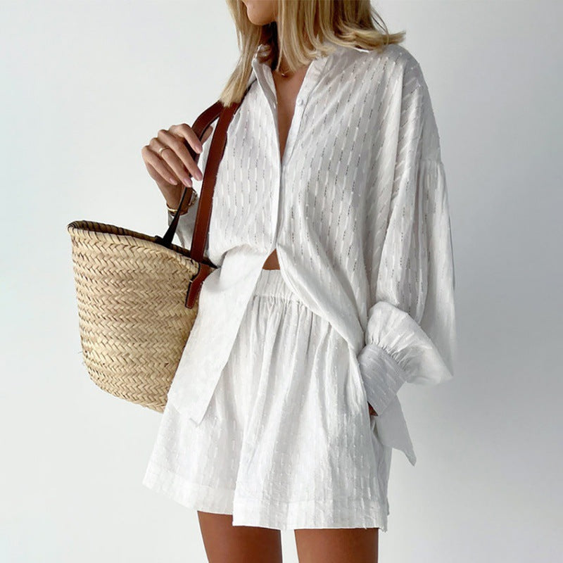 Jacquard Puff Sleeve Set - DippedShop Wholesale - #7907